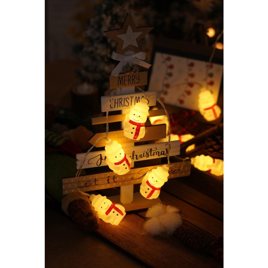LED Коледни лампички 20xLED/3xAA/топло бял 3,3 м снежен човек