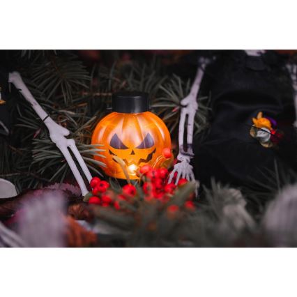 К-кт 6x LED Декорация HALLOWEEN LED/1xCR2032/топло бял тикви
