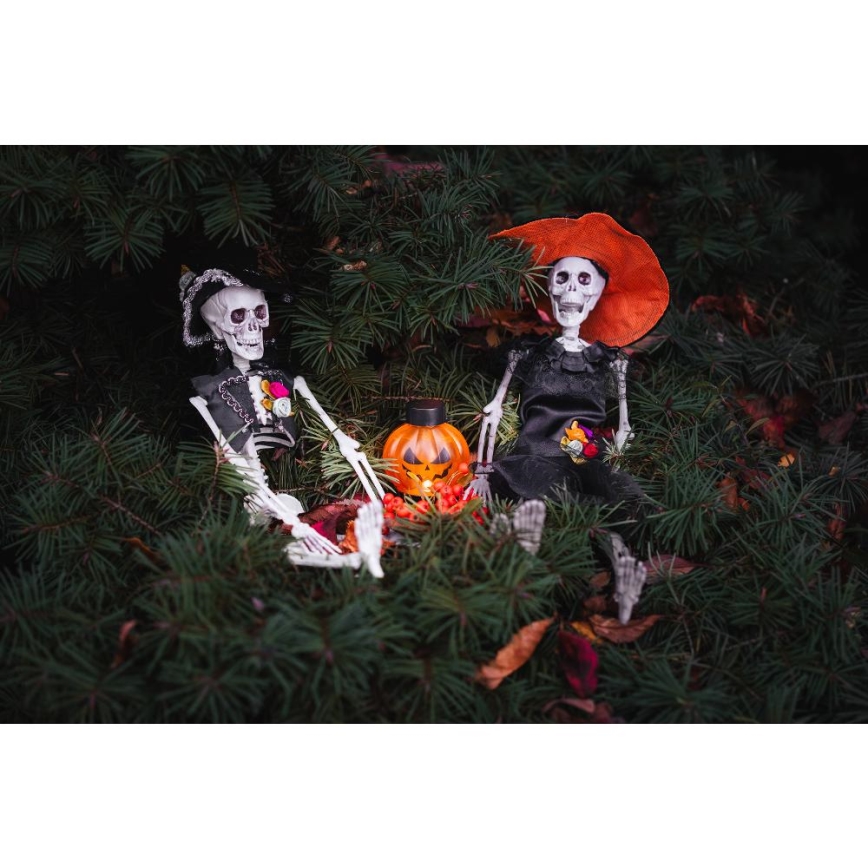 К-кт 6x LED Декорация HALLOWEEN LED/1xCR2032/топло бял тикви