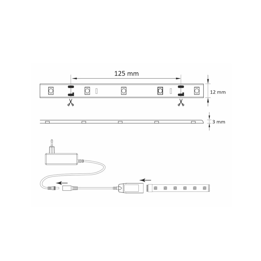 RGB LED Димируема лента Wi-fi LED/8W IP65 2м Tuya