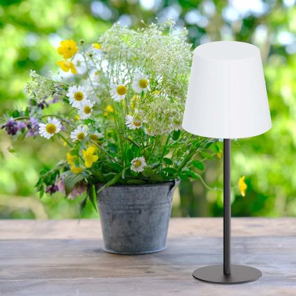 LED RGBW с регулируема яркост сензорна външна настолна лампа LUCIA LED/2W/5V 1800/2700/6500K 3600 mAh IP44 черна