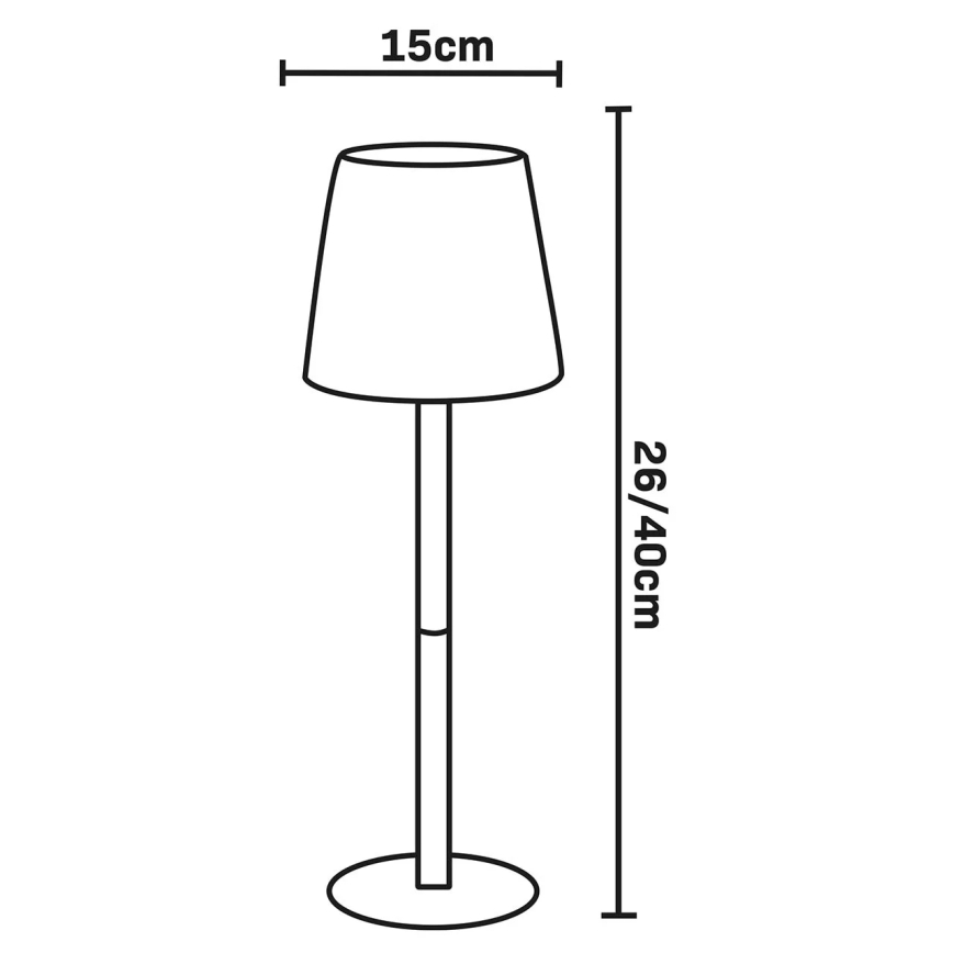 LED RGBW с регулируема яркост сензорна външна настолна лампа LUCIA LED/2W/5V 1800/2700/6500K 3600 mAh IP44 черна
