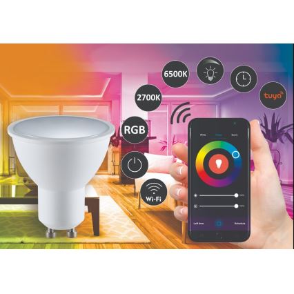 RGBW LED Димируема крушка G45 GU10/5,5W/230V 2700-6500K Wi-Fi Tuya