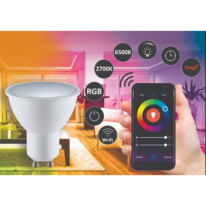 RGBW LED Димируема крушка G45 GU10/5,5W/230V 2700-6500K Wi-Fi Tuya