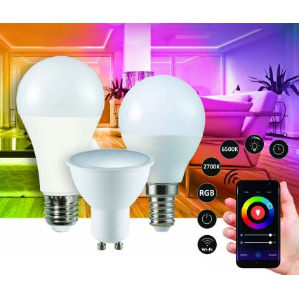 RGBW LED Димируема крушка G45 GU10/5,5W/230V 2700-6500K Wi-Fi Tuya