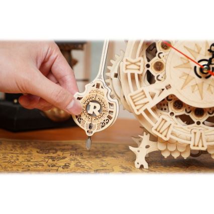 RoboTime - 3D дървен механичен пъзел Часовник със сова 1xAA