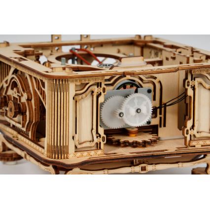 RoboTime - 3D дървен механичен пъзел Грамофон (ръчно управление)