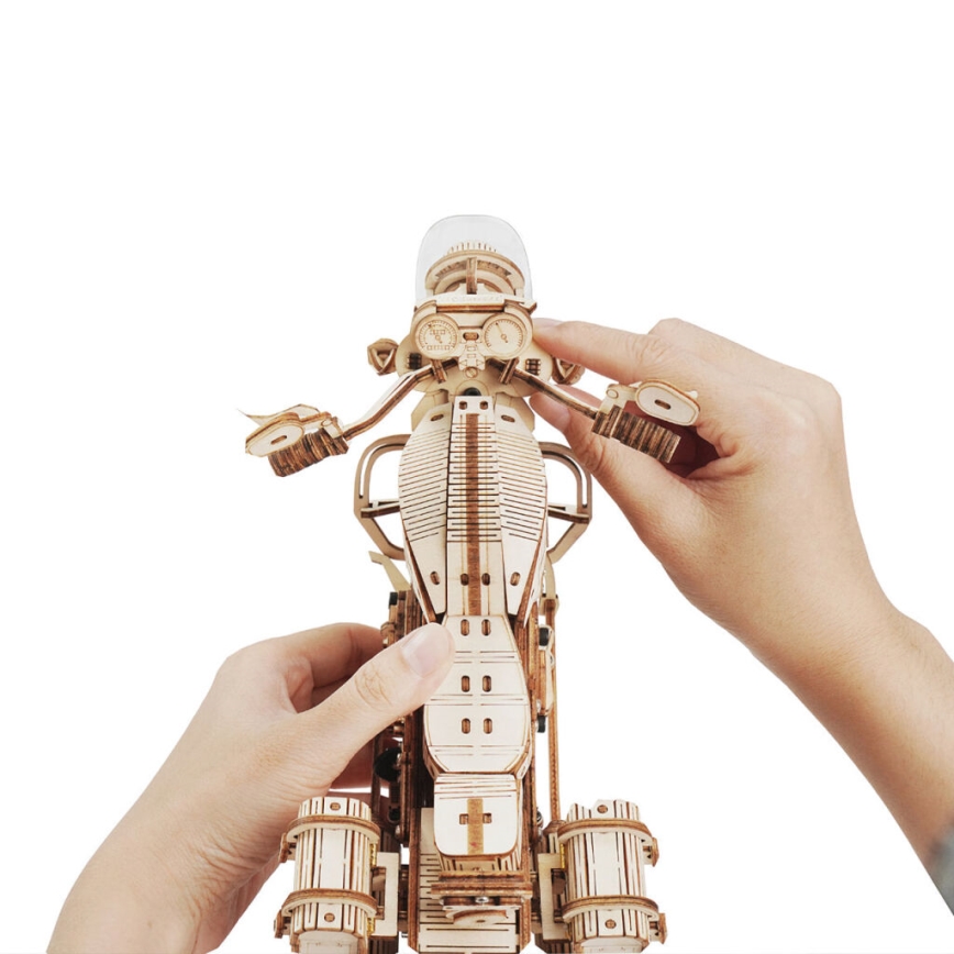 RoboTime - 3D дървен механичен пъзел Мотоциклет cruiser