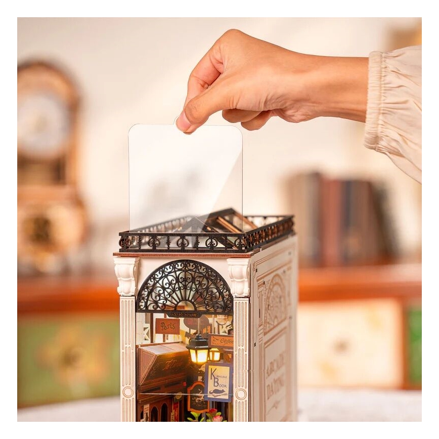 RoboTime - 3D пъзел LED Стопер за книги Среща в книжния пасаж 2xAAA