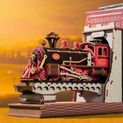 RoboTime - 3D пъзел Стопер за книги Исторически парен влак