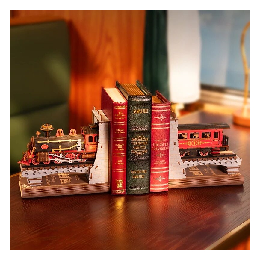 RoboTime - 3D пъзел Стопер за книги Исторически парен влак