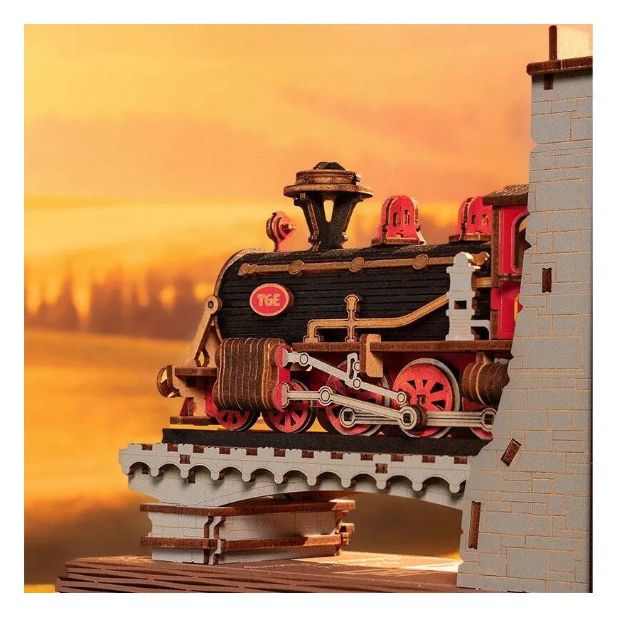 RoboTime - 3D пъзел Стопер за книги Исторически парен влак