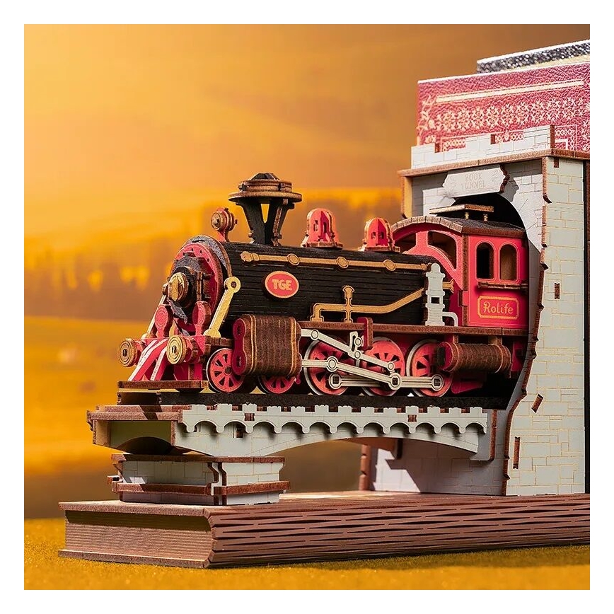 RoboTime - 3D пъзел Стопер за книги Исторически парен влак