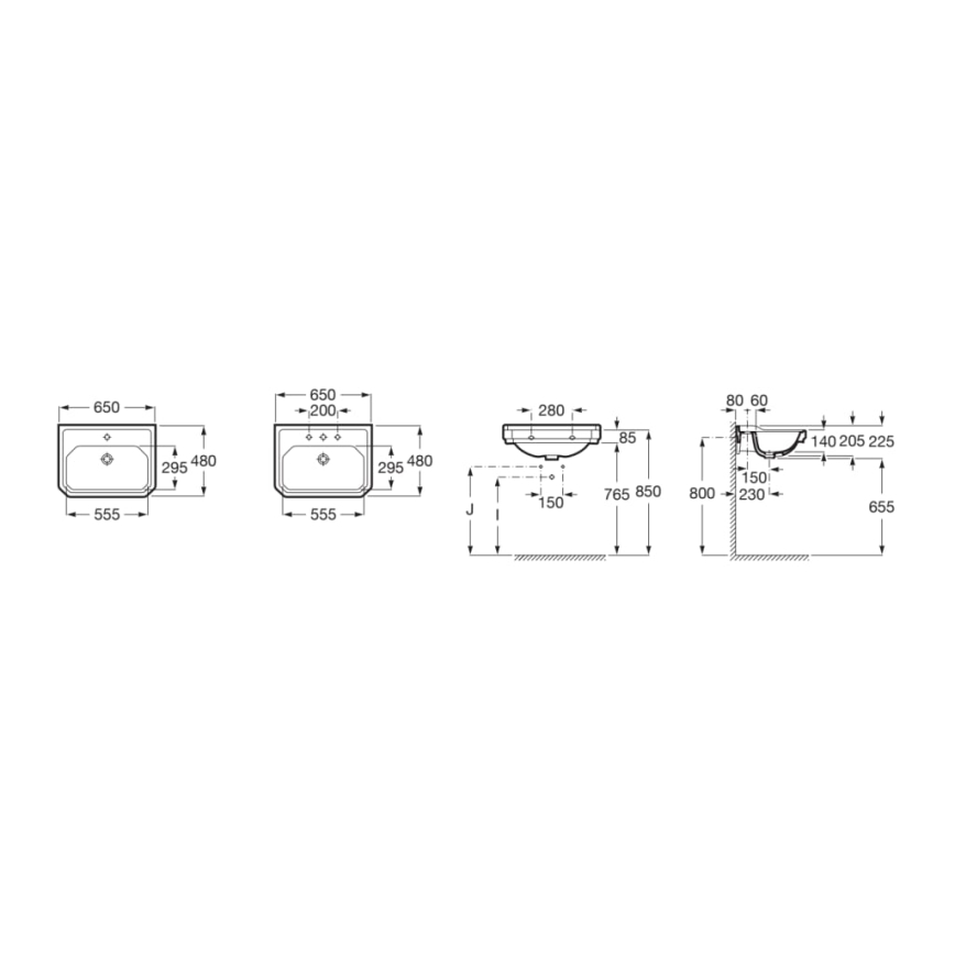 Roca A3270A1000 - Стенна мивка CARMEN 65x48 см керамика/бял