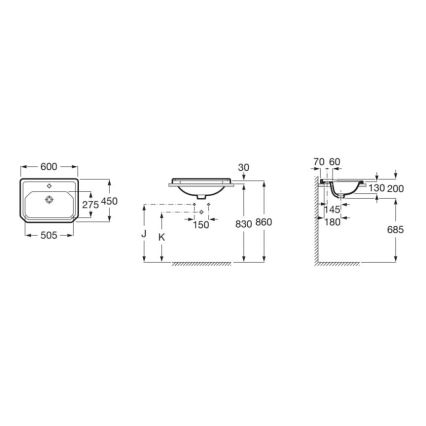 Roca A3270A5000 - Мивка за вграждане CARMEN 60x45 см керамика/бял