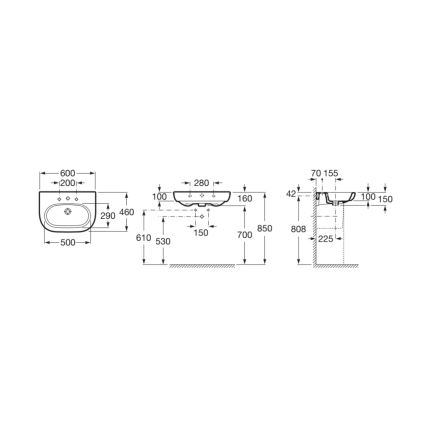 Roca A327242000 - Стенна мивка MERIDIAN 60x46 см керамика/бял