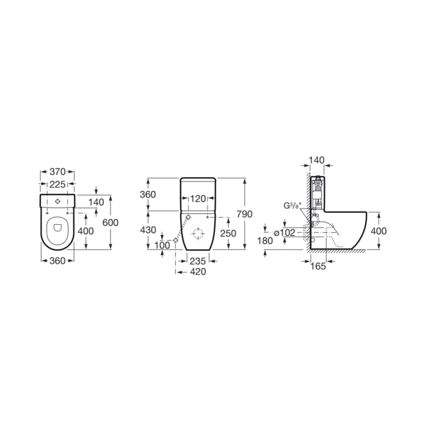 Roca A341242000 - Промивен резервоар MERIDIAN, с долно присъединяване, керамичен/бял