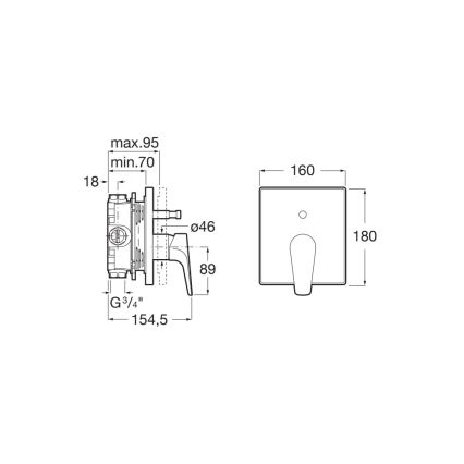 Roca A5A0B90C00 - Душ смесител за вграден монтаж ATLAS, гланцов хром