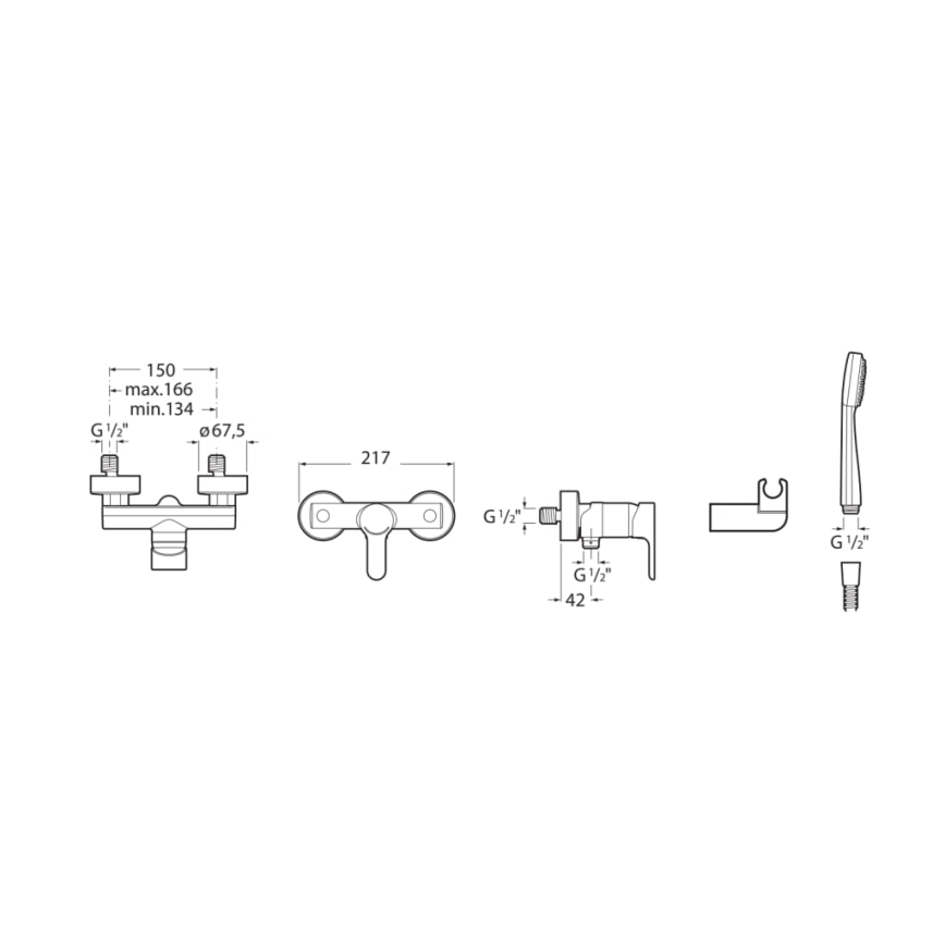 Roca A5A2009C02 - Душ комплект със смесител L20, хром с висок блясък