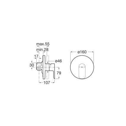 Roca A5A226EC00 - Душ смесител за вграждане CALA гланцов хром