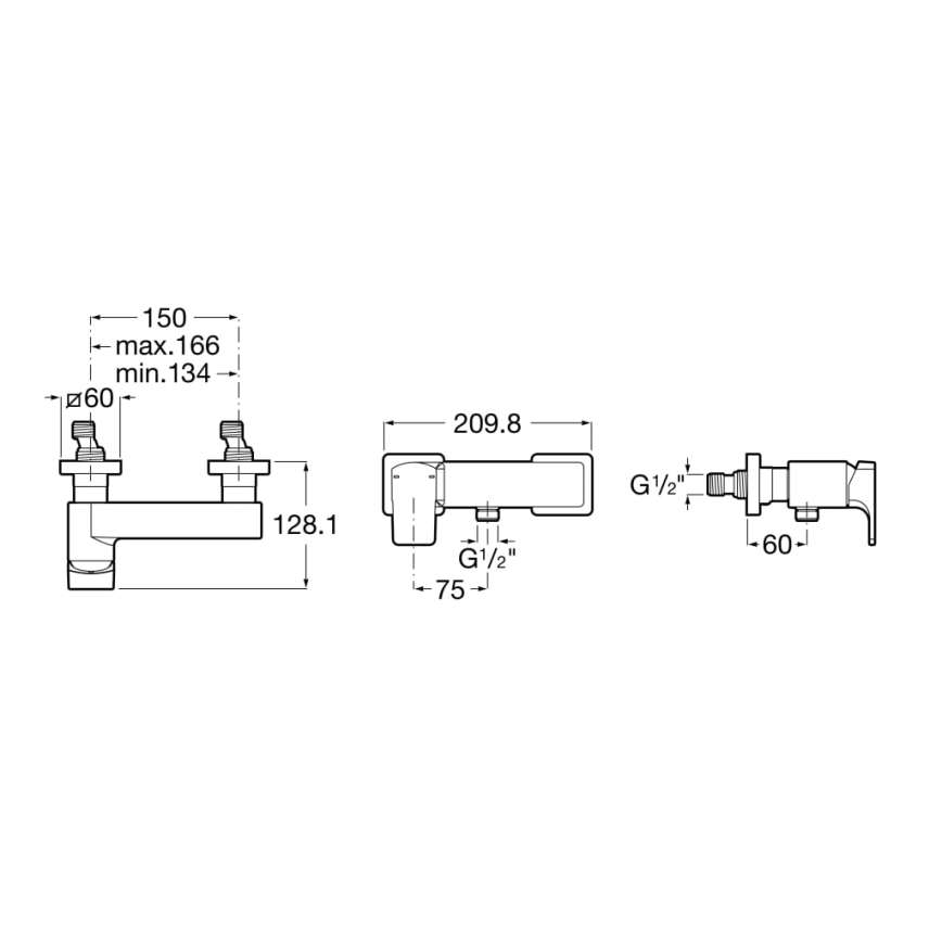 Roca A5A2D01C00 - Душ смесител L90, хром гланц