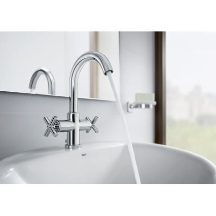 Roca A5A3043C00 - Кран за мивка + сифон с преливник LOFT 27 см лъскав хром
