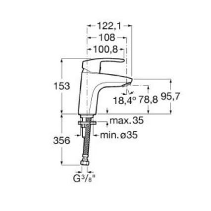 Roca A5A3298C00 - смесител за умивалник MONODIN 15,3 см, полирано хромово покритие