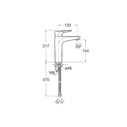 Roca A5A3D90C00 - Смесител за мивка ATLAS 21,7 см блестящ хром
