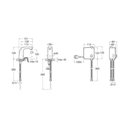 Roca A5A5509C00 - Безконтактен смесител за умивалник L20 230V полирано хромирано покритие
