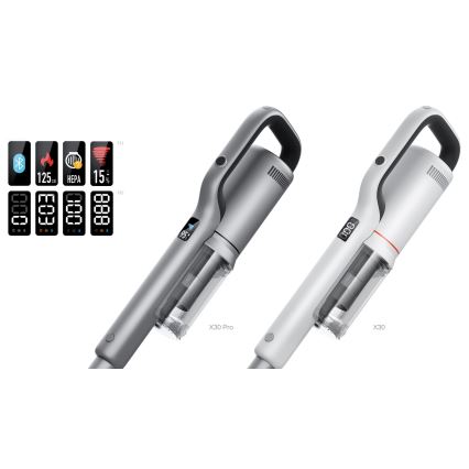 ROIDMI RI-X30PRO - Пръчковидна прахосмукачка 2в1 с OLED дисплей и аксесоари 435W/2500 mAh матов хром
