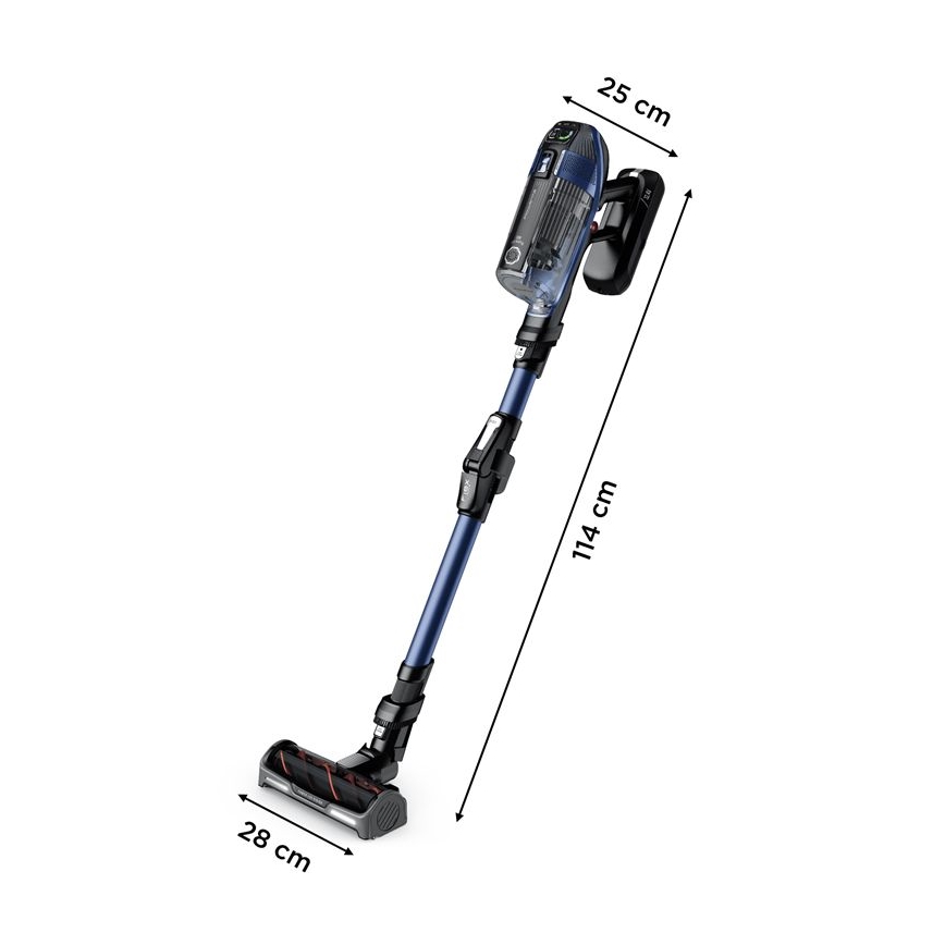 Rowenta - Безжичен прахосмукач с моп X-FORCE FLEX ANIMAL AQUA AUTO 3 в 1, 480W/32,4V 2500 mAh, син