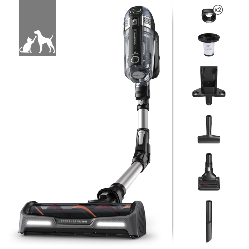 Rowenta - 3-в-1 стик прахосмукачка X-FORCE ANIMAL AUTO 480W/32,4V черна 2000 mAh
