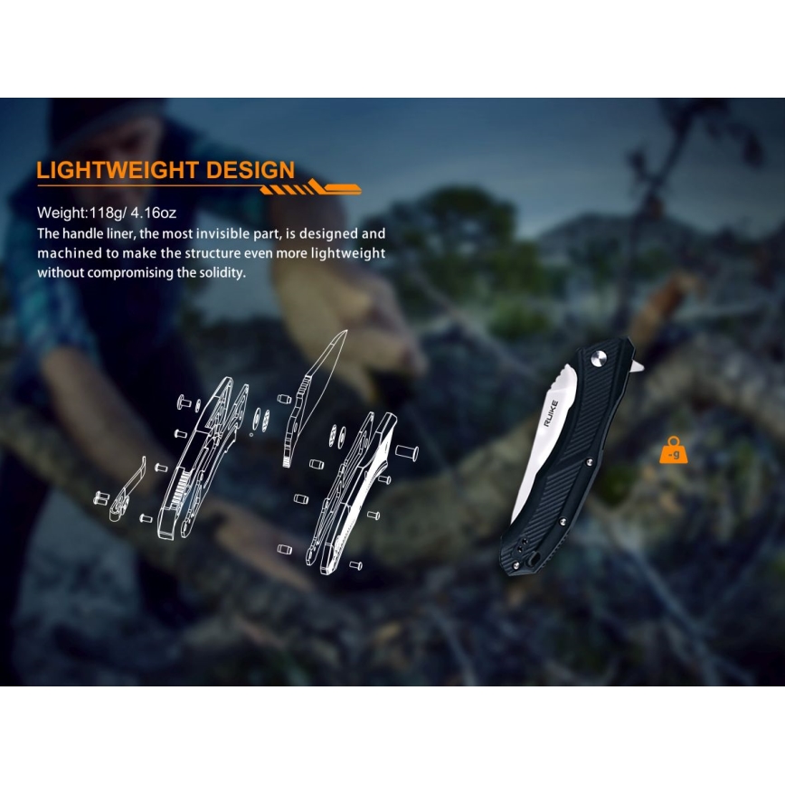 Ruike RUD198PB - Сгъваем джобен нож 23,1 см черен