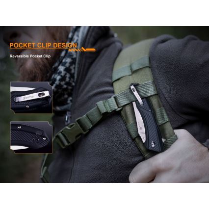Ruike RUD198PB - Сгъваем джобен нож 23,1 см черен