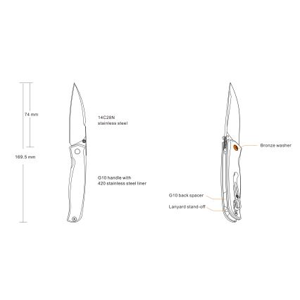 Ruike RUP661B - Сгъваем компактен нож 16,9 см черен