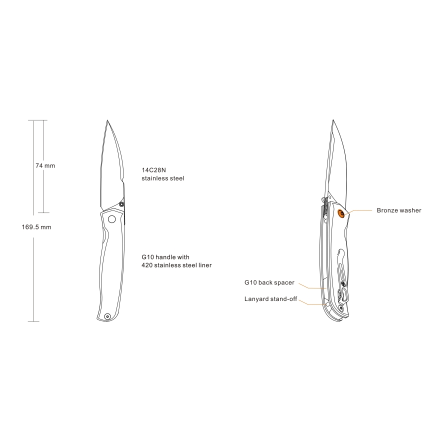 Ruike RUP661B - Сгъваем компактен нож 16,9 см черен