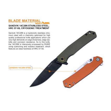 Ruike RUP801G - Сгъваем джобен нож 20 см зелен