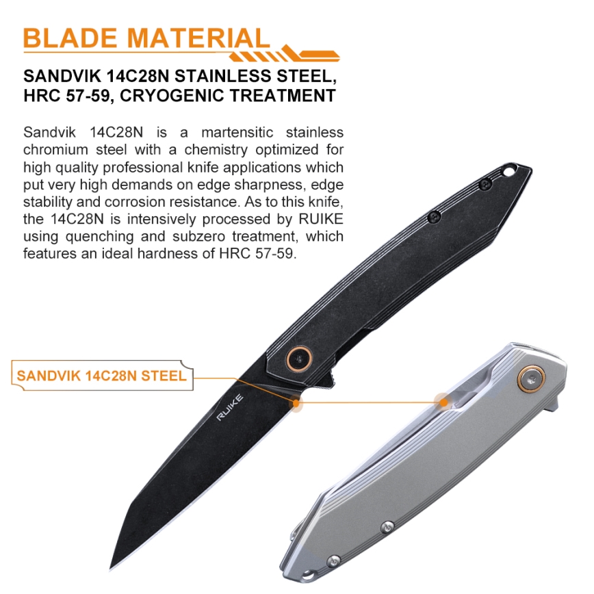 Ruike RUP831SSB - Сгъваем компактен нож 19,5 см черен