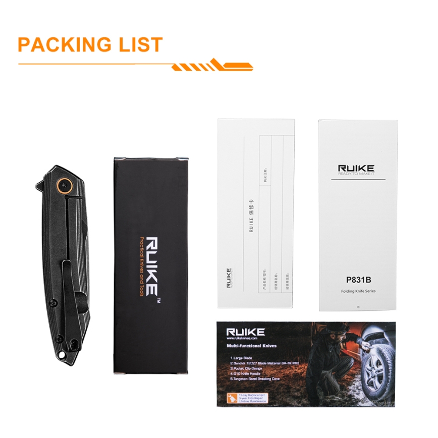 Ruike RUP831SSB - Сгъваем компактен нож 19,5 см черен