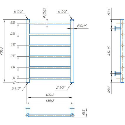 Рушникосушител за баня INOX FLAT 122W/230V 57x43 cm неръждаема стомана/черен