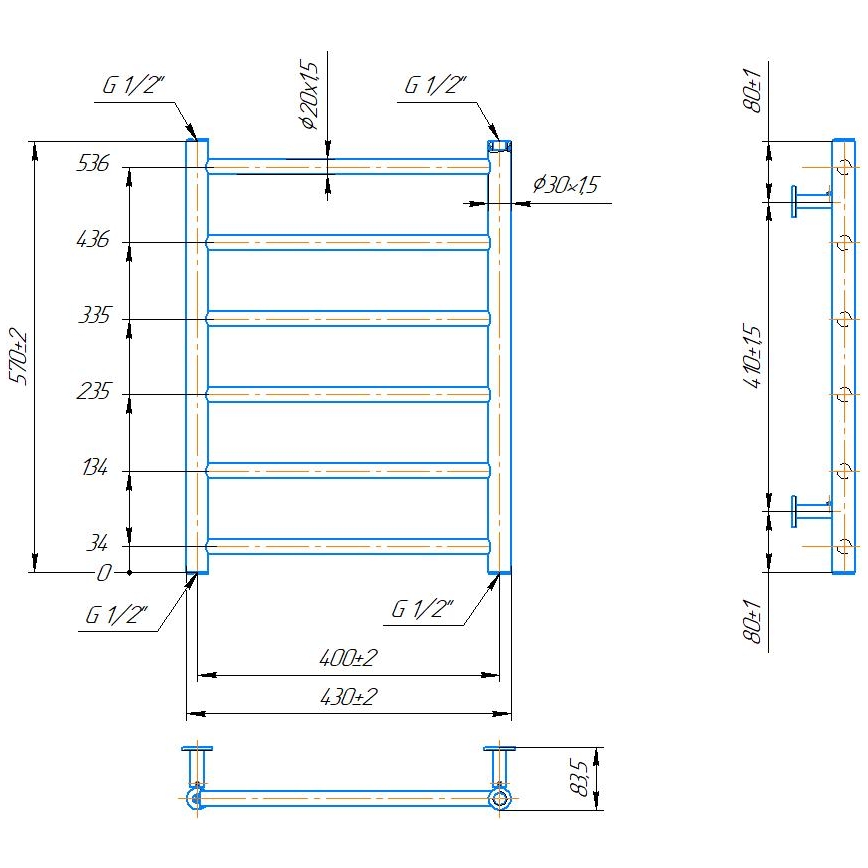 Рушникосушител за баня INOX FLAT 122W/230V 57x43 cm неръждаема стомана/черен