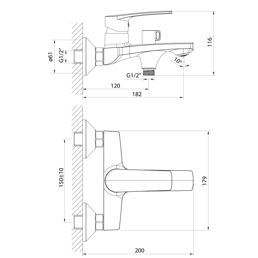 Samona - Смесител за вана KORANA, лъскав хром