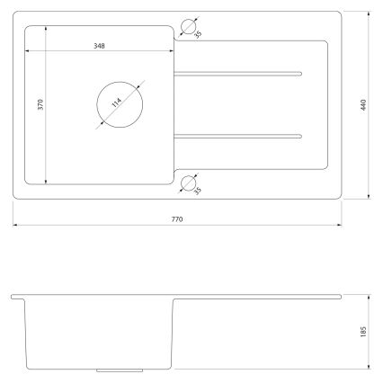 Samona - Кухненска мивка SAMONA 77x44 cm гранит/черен
