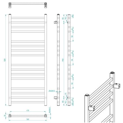 Sapho - Банен радиатор METRO 120x50 см матово черен