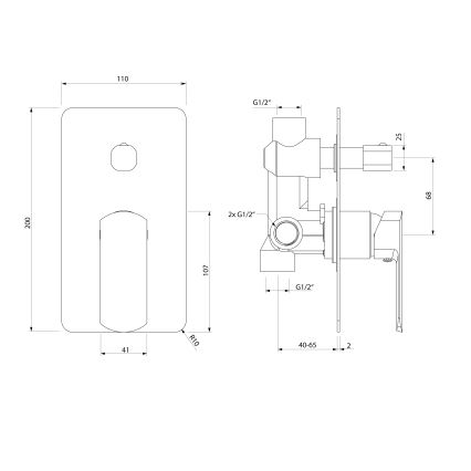 Sapho - Душ смесител за вграждане MIXONA, лъскав хром