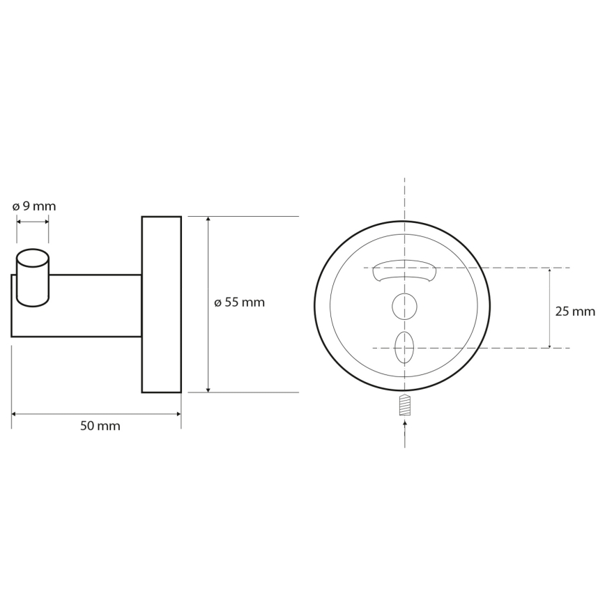 Sapho - Двойна стенна закачалка X-ROUND 5x5,5 cm черна