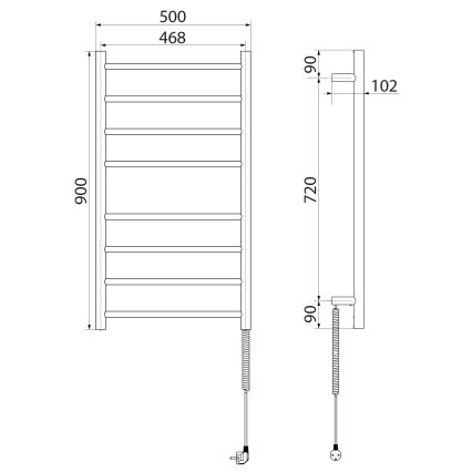 Sapho - Електрическа лира за хавлии REDONDO 75W/230V 50x90 cm матова черна