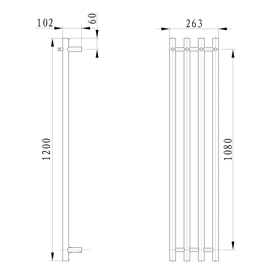 Sapho - Електрическа сушилня за кърпи PAPINADO 85W/230V 120 см лъскав хром дeсен