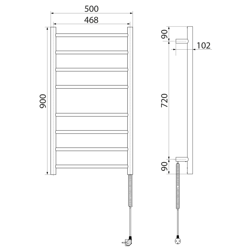 Sapho - Електрическа сушилня за кърпи REDONDO 75W/230V 90 см лъскав хром дeсен кръгла