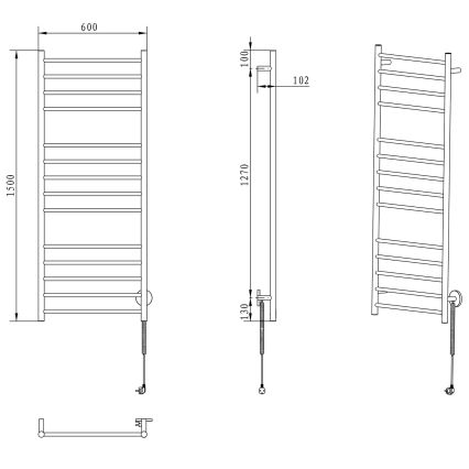 Sapho - Електрическа сушилня за кърпи REDONDO 130W/230V 150 см лъскав хром, дясна, кръгла